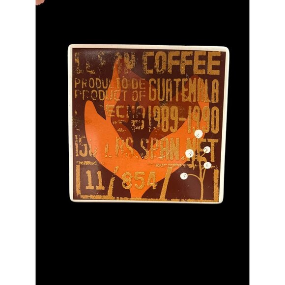 Starbucks Coffee Ceramic Coasters 2006 Multi Color Floral Leaves 4" sq - Collect - Picture 4 of 7